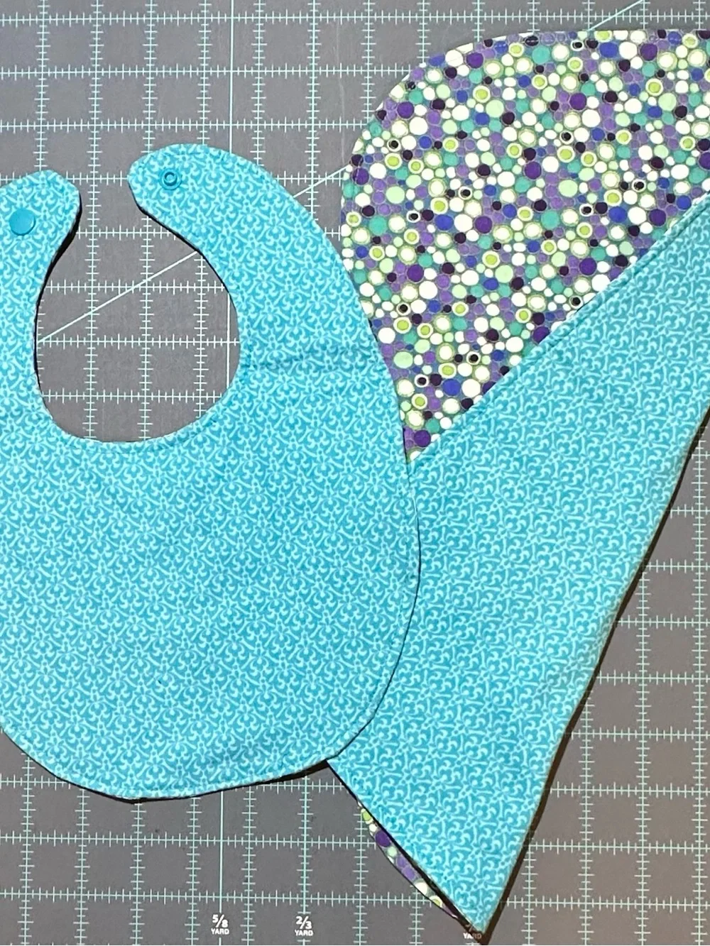Owl Print Baby Bib and Matching Burp Cloth - Purple, Teal, Green